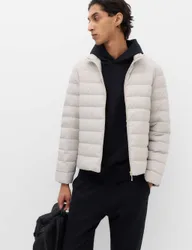 Feather and Down Packaway Puffer Jacket Natural Beige male