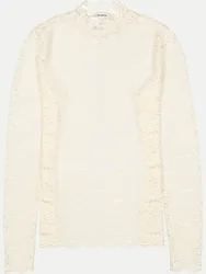 Langarmshirt aus Spitze Beige M