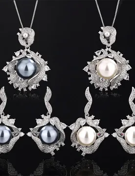 Jewelry set with pearl-plated design, luxurious for women14-12mm - Aliexpress - FashionsVida