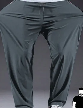 Pantalones casuales ligeros talla grande para hombres - Transpirables, de secado rápido, adecuados para deportes y ejercicio, de poliéster negro, la - Shein - FashionsVida