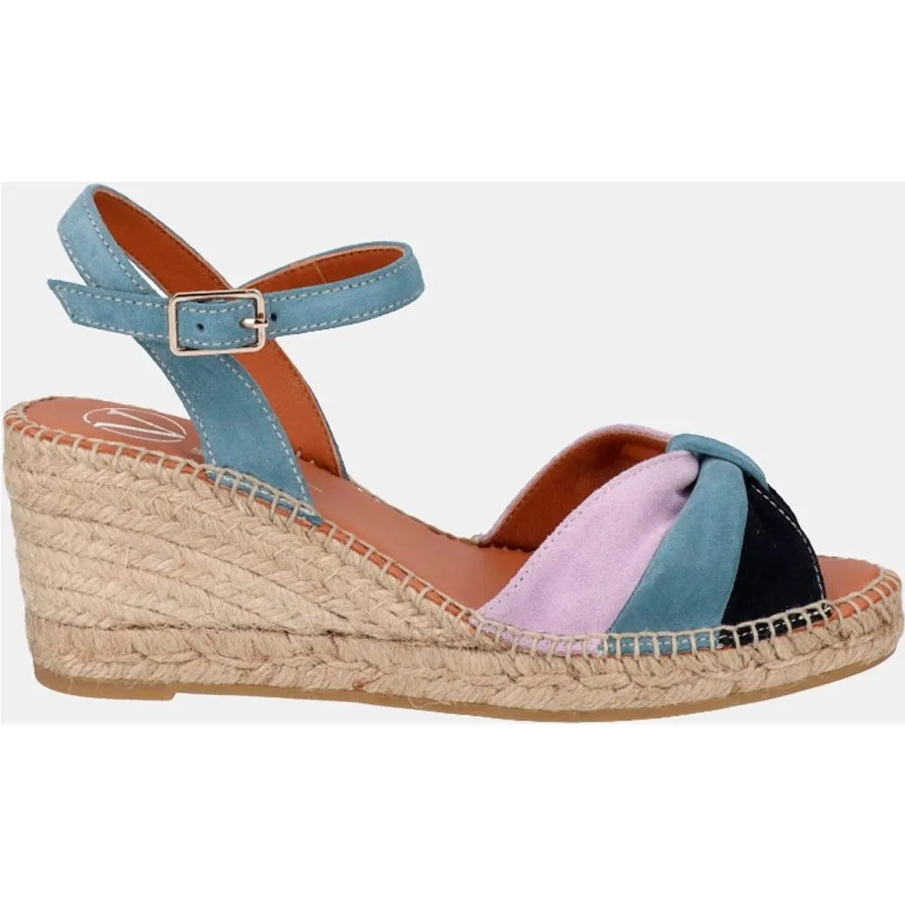 Alpargata mujer sandalia en piel multicolor de cuña - Viguera - FashionsVida