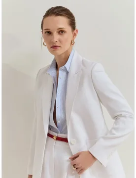 Blazer de mujer de corte recto con lino - Lion of Porches - FashionsVida