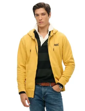 Felpa Con Zip Essential Logo Washed Washed Winter Gold XL