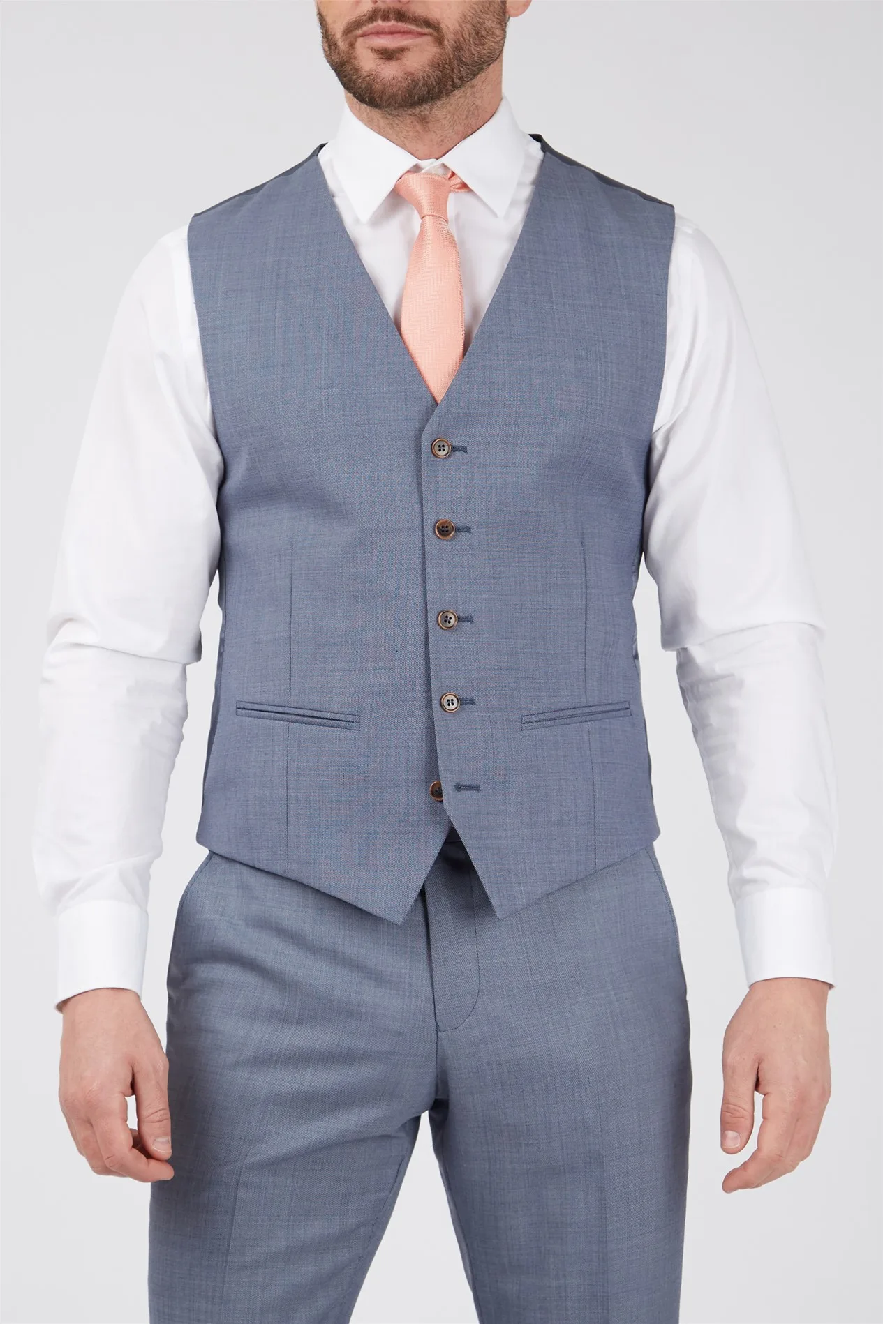 Mens Sleeveless V-Neck Tailored Waistcoat In Grey - Scott - FashionsVida