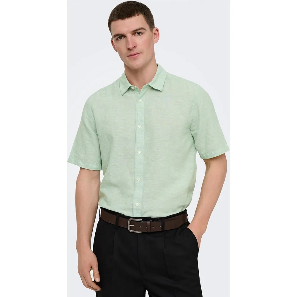 Only & Sons - Camisa de manga corta lino de hombre - Only & Sons - FashionsVida
