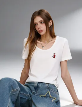 ELFSACK U-Neck Versatile Slim Casual Crop Top T-Shirt for Women, White Pink Green Tee - Aliexpress - FashionsVida