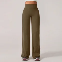 Pantalones deportivos rectos de pierna ancha con estampado de letras, corte elástico en V y forma de V para mujer de One PC