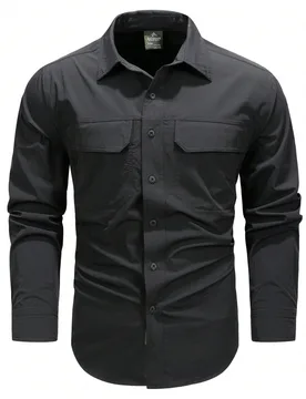 Pieza Camisa de unicolor para hombre, de secado rápido, con múltiples bolsillos, para deporte, exterior, senderismo y uso casual, chaqueta de moda n - Shein - FashionsVida