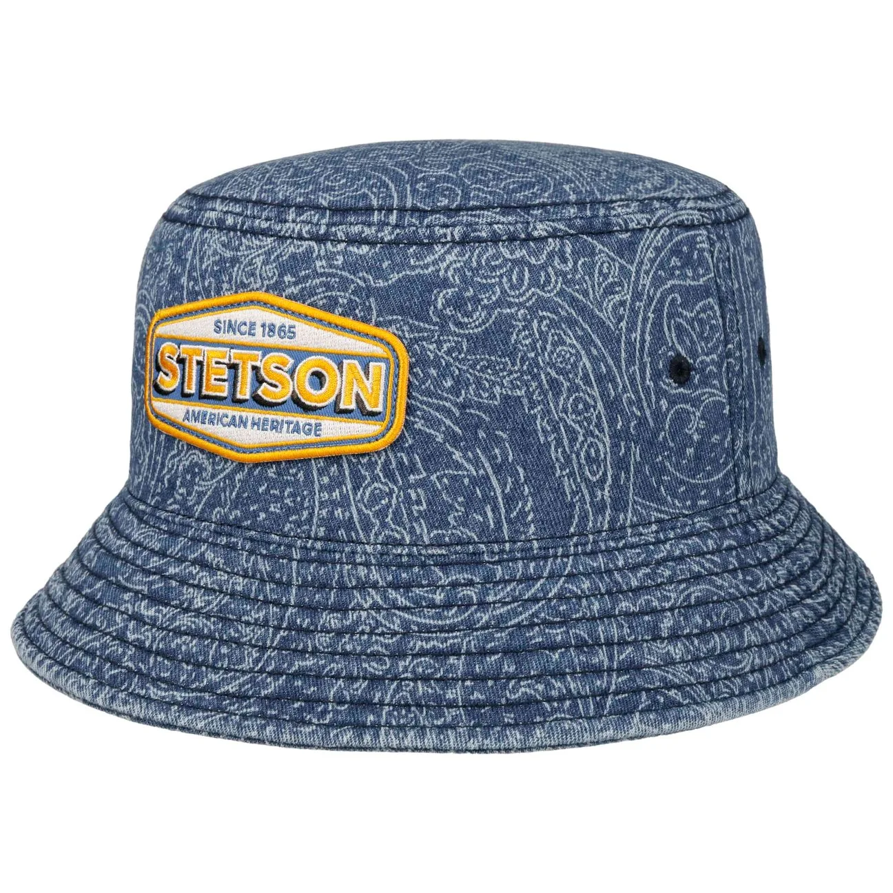 Paisley Logo Bucket Cotton Hat by - blue - Female - Size: S (54-55 cm) - Stetson - FashionsVida