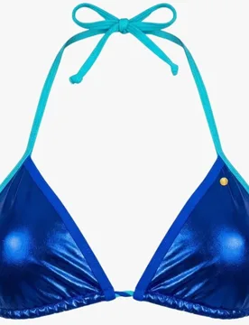 Top de bikini triángulo yacht metalizado azul - Quelton - FashionsVida
