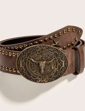 Pieza Nuevo cinturón de cintura de estilo occidental de PU (poliuretano) negro con toro para mujer, vestido exterior de PU estampado a mano, versáti