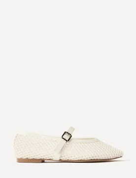 Women's Clara Ivory Mesh Mary Jane Pumps Size: 6-Standard Fit - Ivory - Size: 6-Standard Fit - Linzi - FashionsVida