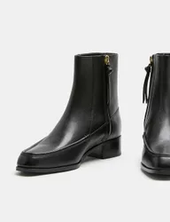 Leather Block Heel Ankle Boots Black female