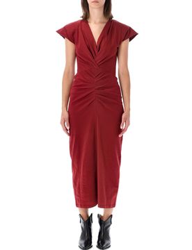 Nadra Pleated Cotton T-Shirt Wrap Dress with Plunging V-Neck