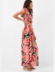 Abstract Print Shirred Maxi Skirt Multi female