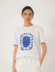 Sun Graphic Cotton T-Shirt White Mix female