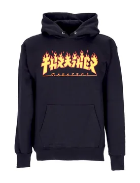 Felpa Cappuccio Uomo Godzilla Flame Hood Black/yellow - Thrasher - FashionsVida