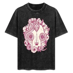 Cat skull damask cherry T-Shirt Performance Workout Short Sleeve Tee
