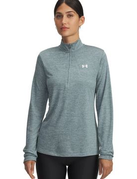Tech Half-Zip Damen Longsleeve, blau LG