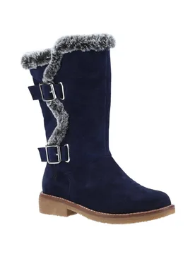 Women's 'Megan' Suede Leather Mid Boots in Navy Size: 5 - Navy - Size: 5 - Hush puppies - FashionsVida