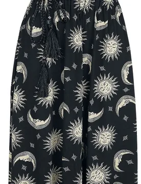 Gothic Kleid lang - Maxikleid mit Sonne, Mond und Sternen - XS bis 5XL - für Damen - Größe L - schwarz - Frauen - female - Gothicana by EMP - FashionsVida