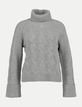 Strickpullover mit Zopfmuster Grau 42