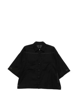 Short-Sleeved Cotton Shirt with Button Closure and Chest Pockets