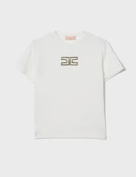 T-shirt con logo bambina avorio - Elisabetta Franchi - FashionsVida