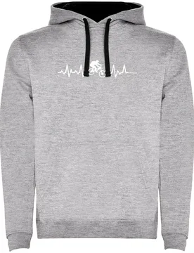 Felpa Con Cappuccio Mtb Heartbeat Two-colour Heather Grey / Black - Kruskis - FashionsVida