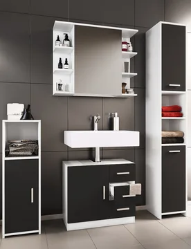 Badmöbelset Badezimmer Set "Zalo III" Schwarz 4-tlg - VCM - FashionsVida