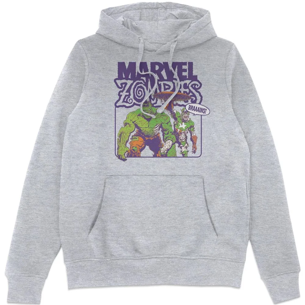 Unisex Zombies BRAAAINS Hoodie - Grey Size: Medium - Grey - Size: M - Marvel - FashionsVida