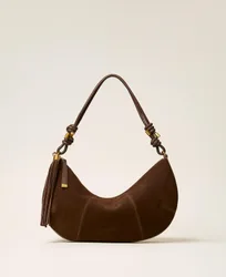 Besace en en cuir velours avec pompon