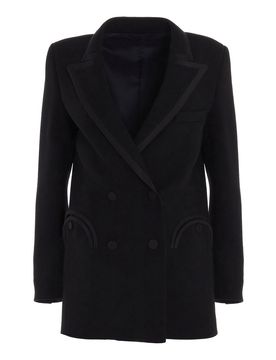Blazer in lana gros grain con piping