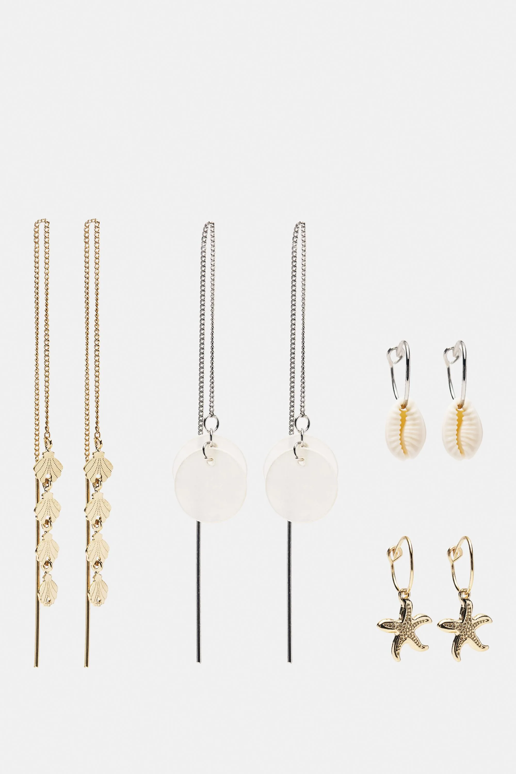 Pack Of 4 Seashell Earrings (Size: ) - Pull&bear - FashionsVida