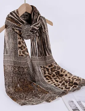Pieza Pañuelo de mujer de gasa con estampado de leopardo & piel de serpiente, pañuelo largo casual, adecuado para uso diario - Shein - FashionsVida