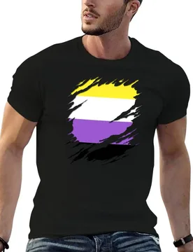Nonbinary Pride Flag Ripped Reveal T-Shirt t shirts for man cotton soft t shirt custom print g man t shirts for men T-shirt - Aliexpress - FashionsVida