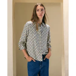 Blusa de manga larga estampada de mujer