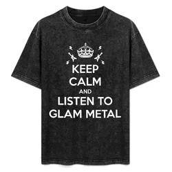 Keep calm and listen to glam metal T-Shirt Light Athletic Short Sleeve Tee Shirt