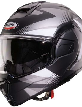Casco Moto Modulare P/J TRIP LUNAR Nero Opaco Grigio taglia S