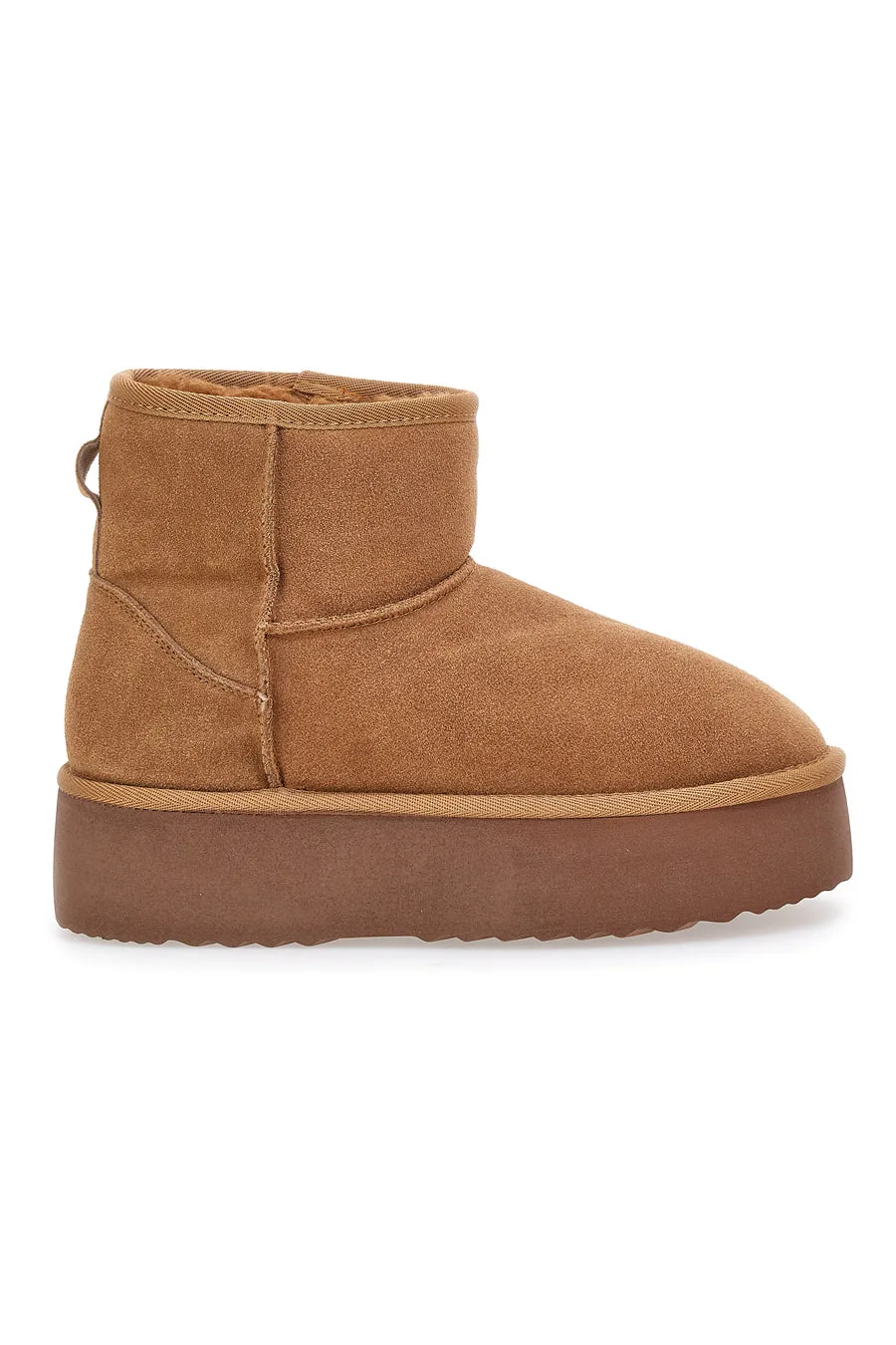 Stivaletti pantofole camel con suola platform e interno in pelo L1251 39 - MON DIEU - FashionsVida