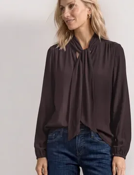 Langarm Bluse mit Schleifendetail female Rot - Street One - FashionsVida