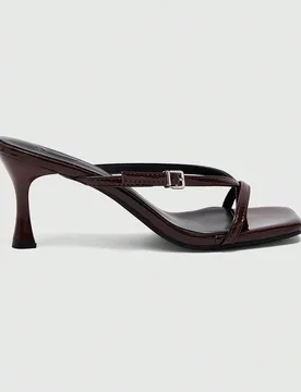 Sandalias de tacón alto para mujer con punta cuadrada, estilo kitten y color marrón, chanclas elegantes y cómodas, versátiles para uso diario y de - Shein - FashionsVida