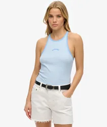 Superdry Women's Gestreiftes Essential Logo Racer-tanktop Hellblau - Größe: 38