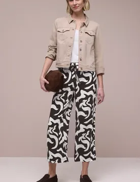 High Waist Wide Leg Hose mit Print female Braun