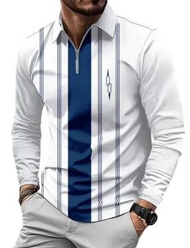 Golf Wear Men's T-Shirt Contrast Color Print Fashion Sports Polo Shirt for Men Tops Casual Zipper Design Long Sleeve T Shirt Men - Aliexpress - FashionsVida