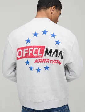 Men's Oversized Boxy Sport Graphic Sweatshirt Ash Grey Size Medium Ash Grey M - boohooMAN - FashionsVida