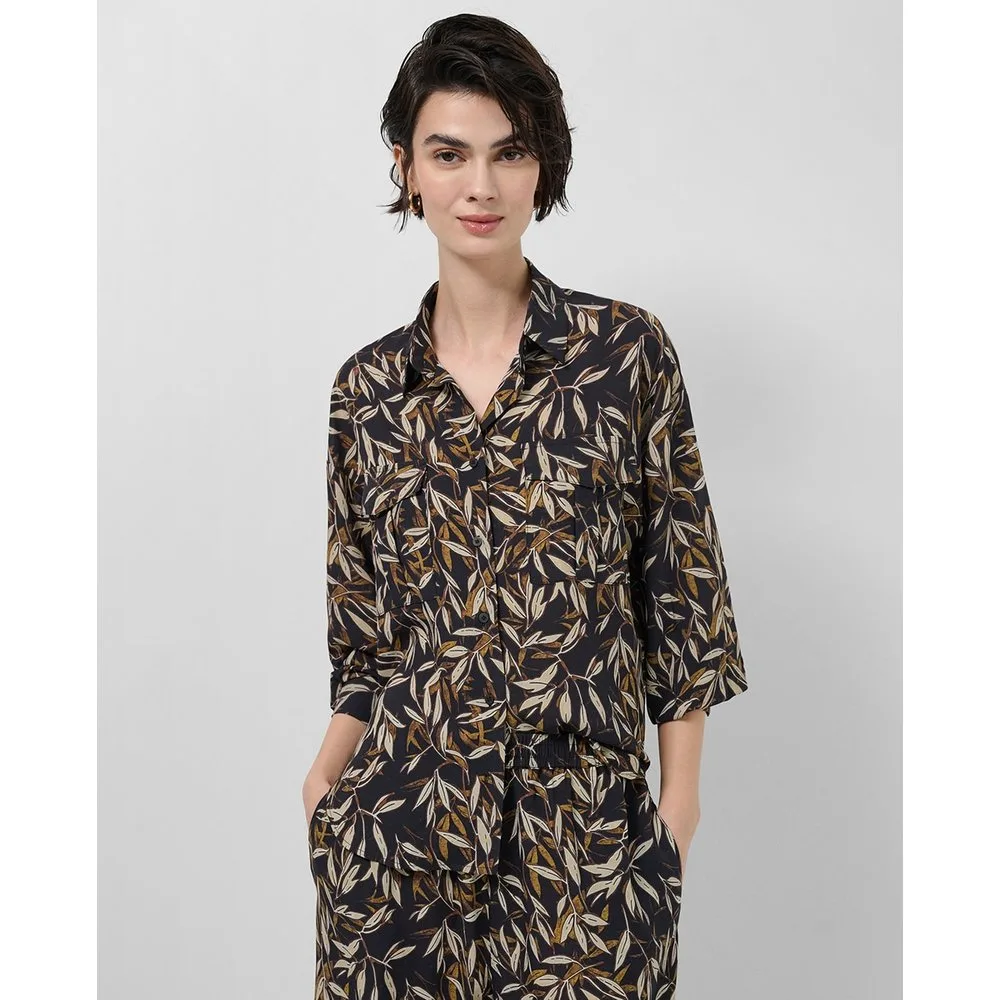 Blusa de mujer oversize crepé estampado hojas - Roberto Verino - FashionsVida