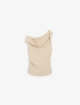 Top de mujer con escote asimétrico y frunces en laterales - Scalpers - FashionsVida