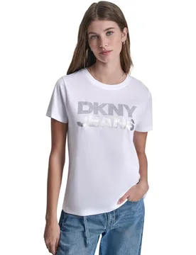 Camiseta de mujer de algodón con logo - DKNY Jeans - FashionsVida