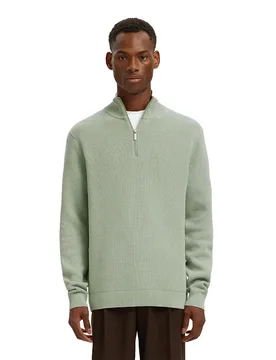 Maglione Con Mezza Zip Dane Aqua Gray S - Selected - FashionsVida